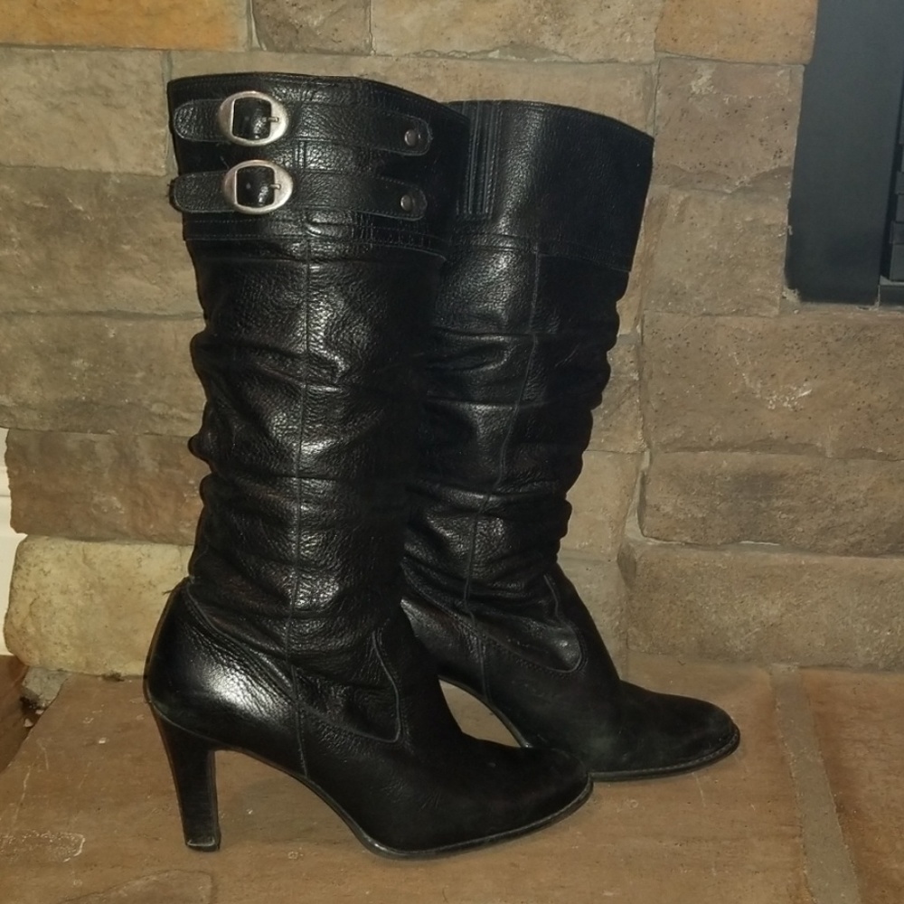 Black leather boots